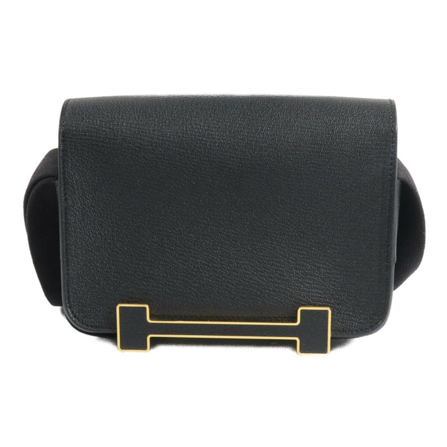 HERMES Chevre皮革Geta肩背袋Noir-1
