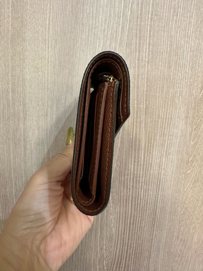 LV 原花內棕色Victorine6卡三折短夾M62472-2