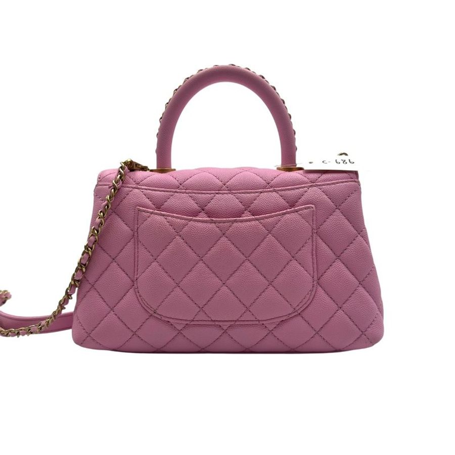 【美收精品】CHANEL Coco Handle Small 粉色魚子醬皮手提包 C-686【隔月月中將轉賣至日本 上架期限30天】-2