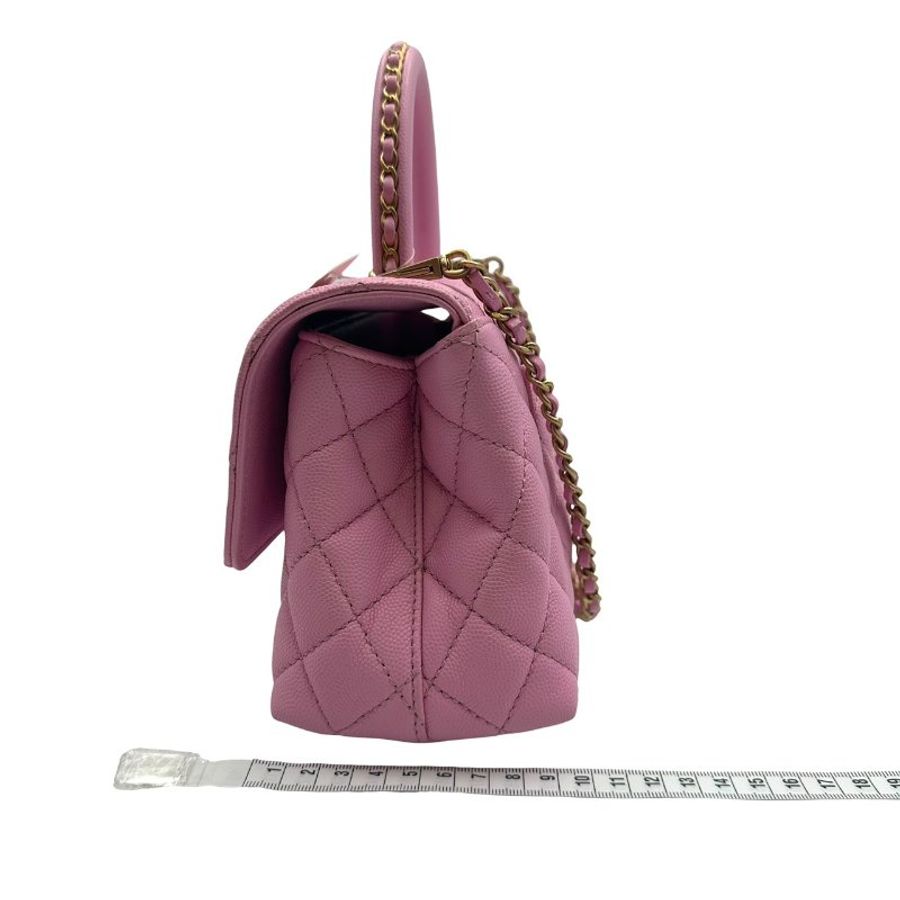 【美收精品】CHANEL Coco Handle Small 粉色魚子醬皮手提包 C-686【隔月月中將轉賣至日本 上架期限30天】-14
