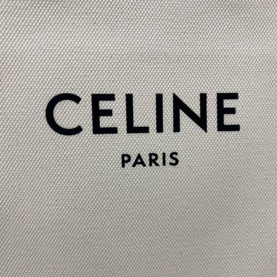 東區正精品㊣CELINE CABAS 近全新棕色皮革拼白色帆布字母直式琴譜包手提包斜背包 RZ6529-10