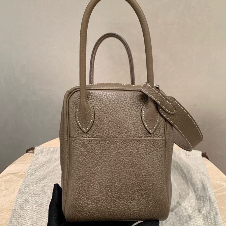 Hermes/愛馬仕 Lindy26手提包單肩包 大象灰銀扣-3