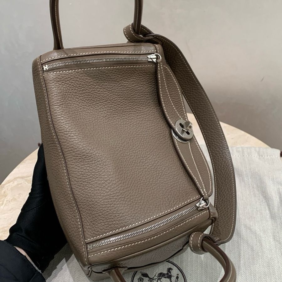 Hermes/愛馬仕 Lindy26手提包單肩包 大象灰銀扣-6