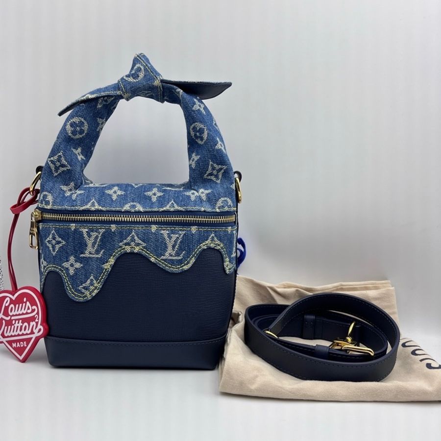 🆕 LV路易威登 老花牛仔拼皮 Nigo聯名飯盒包手提包斜挎包 芯片款-1