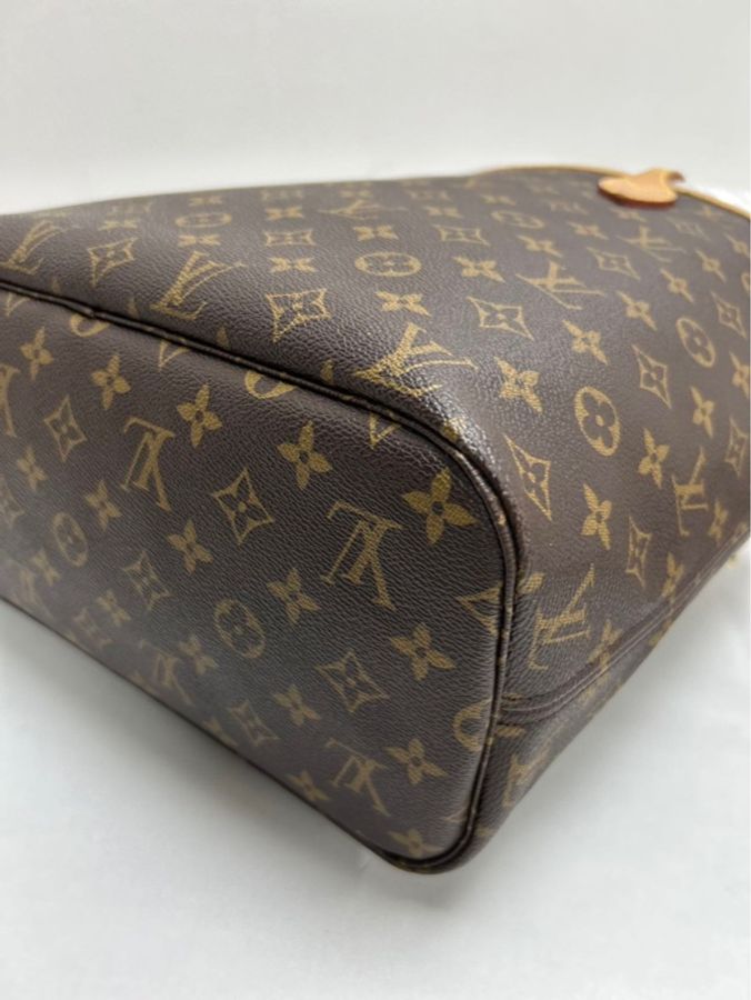 路易威登/Louis Vuitton Neverfull 純晶片款 MM 老花配色 塗層帆布牛皮飾邊 托特包/購物袋 單肩手提包 中號 玫紅內裡 公價15100 現貨好價-3