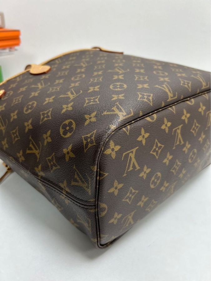 路易威登/Louis Vuitton Neverfull 純晶片款 MM 老花配色 塗層帆布牛皮飾邊 托特包/購物袋 單肩手提包 中號 玫紅內裡 公價15100 現貨好價-9