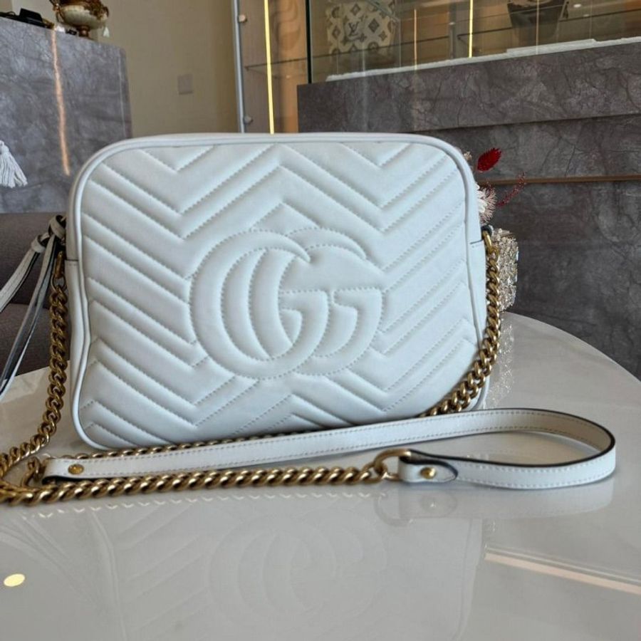 Gucci Marmont 白色馬夢相機包-3
