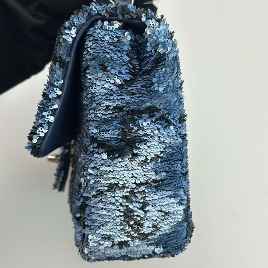 Chanel香奈兒 藍色亮片cf大mini 單肩包斜挎包 芯片款-3