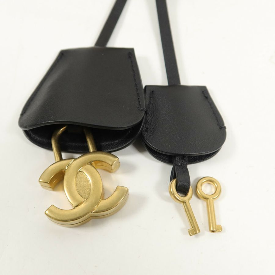 CHANEL 牛皮皮革CC Filigree Vanity Case Small手挽肩背兩用袋-9