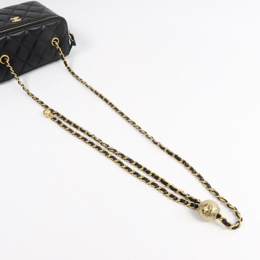 CHANEL 羊皮皮革Vanity Case鏈帶肩背袋-7