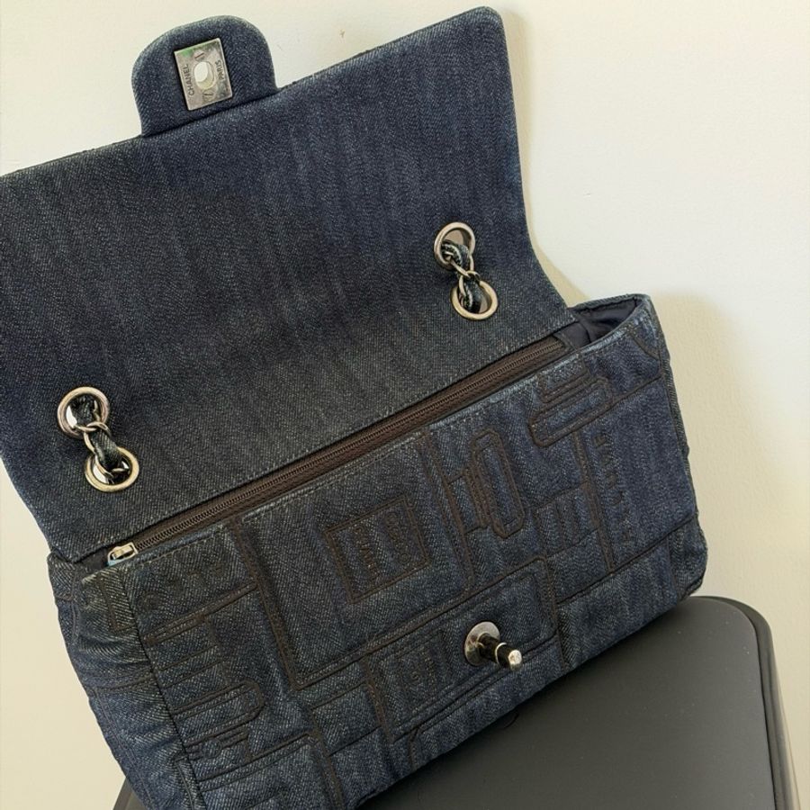 Chanel 香奈兒 極品 浮雕 香水瓶 牛仔 cf單肩包斜背包-5