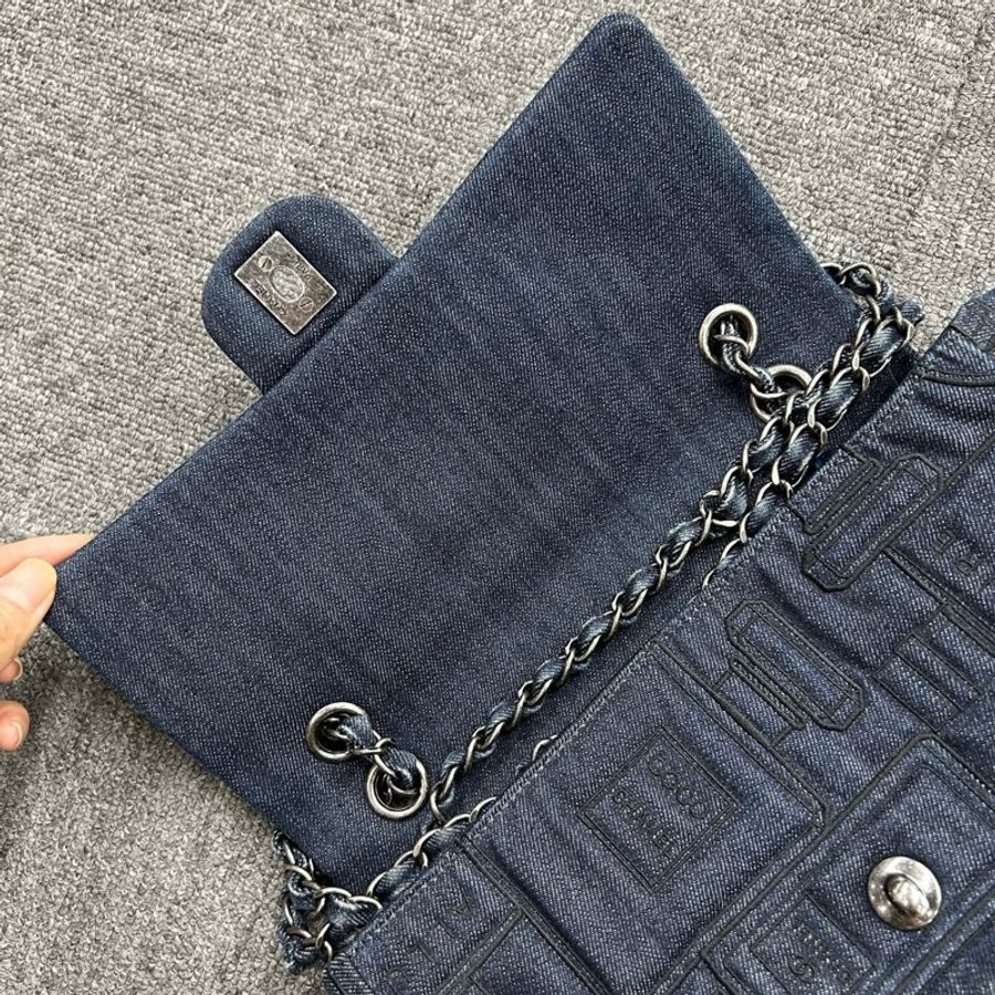 Chanel 香奈兒 極品 浮雕 香水瓶 牛仔 cf單肩包斜背包-6