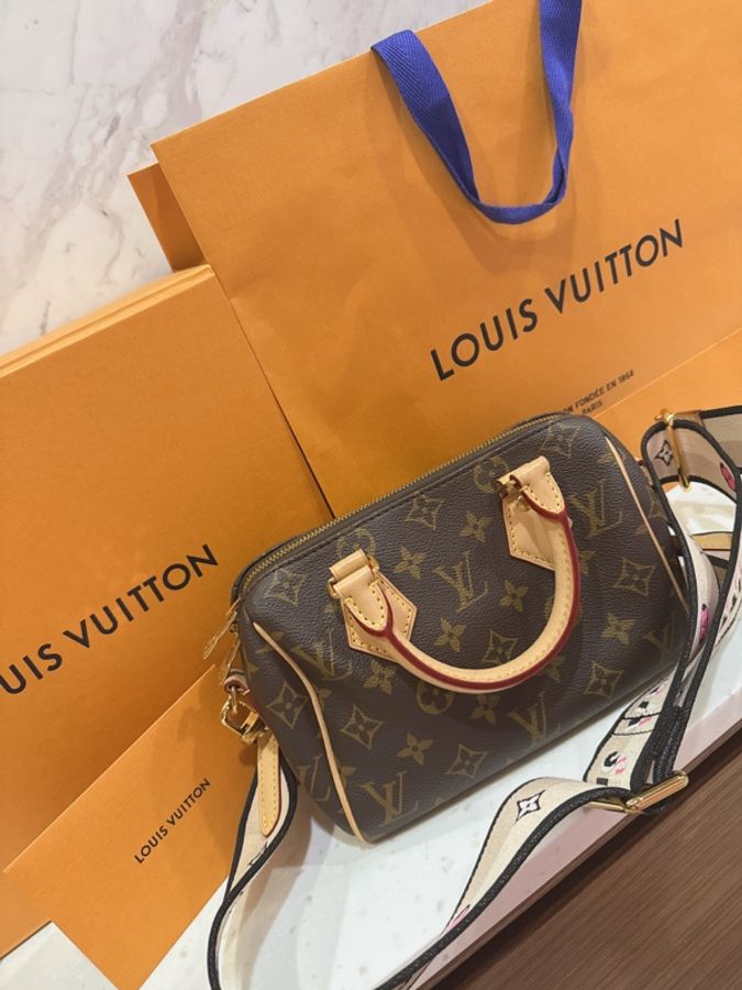 💗Lv 經典老花 Speedy 20 M46222 💗 有兩條背帶💗芯片款-3