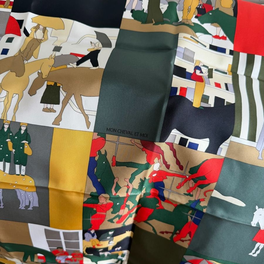 📤 全新 現貨 🧡 Hermes Scarf 90 絲巾 方巾 圍巾🧣Mon Cheval et Moi 我與我的馬-4