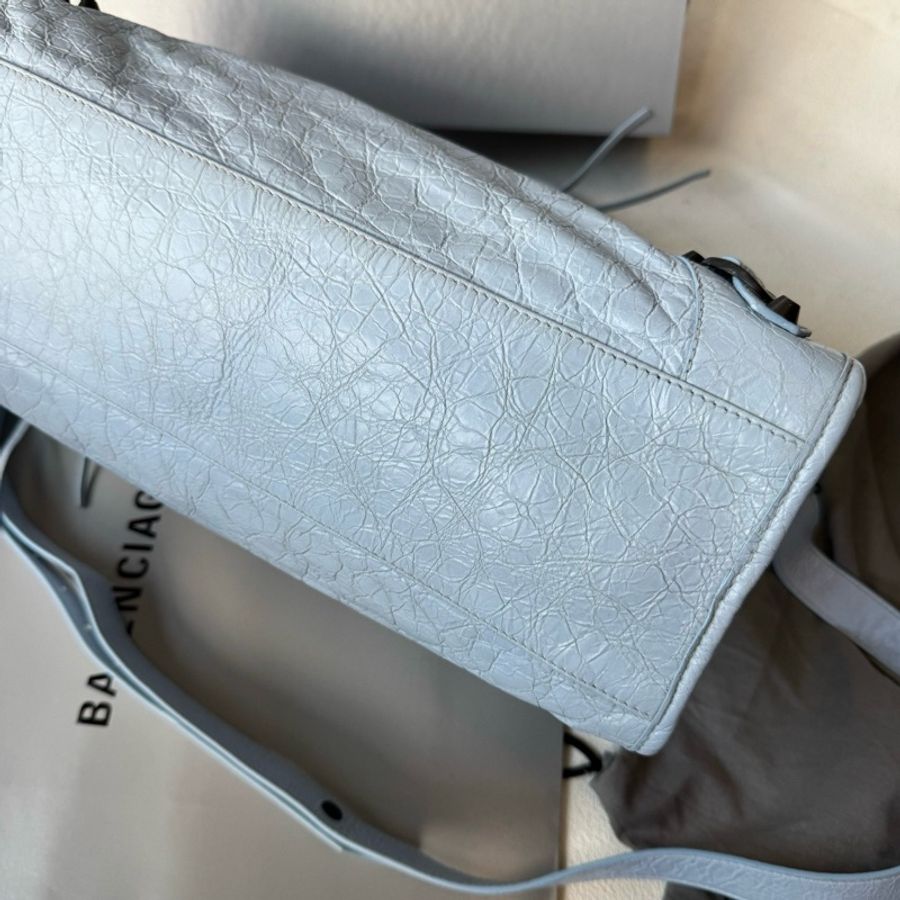 Balenciaga 巴黎世家 淺藍色中號 機車包手提包斜挎包-6