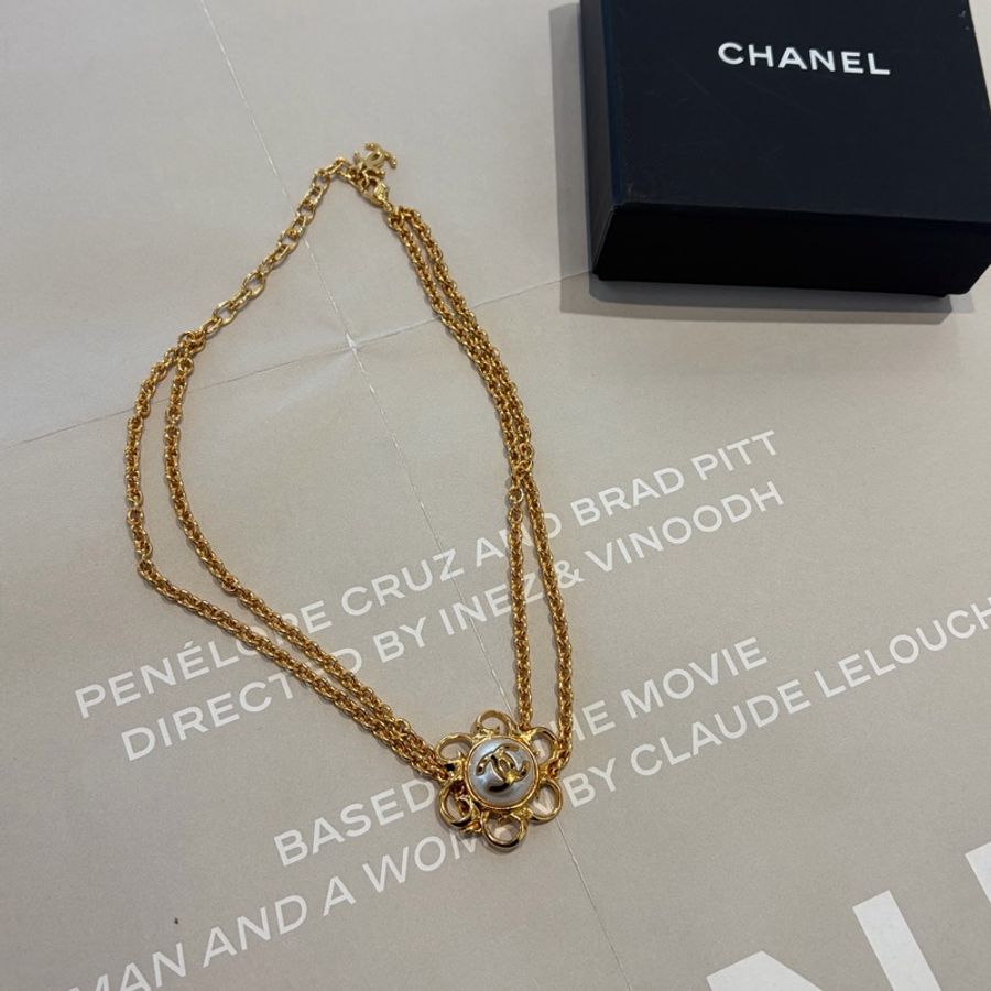 CHANEL 太陽花珍珠頸鏈-0