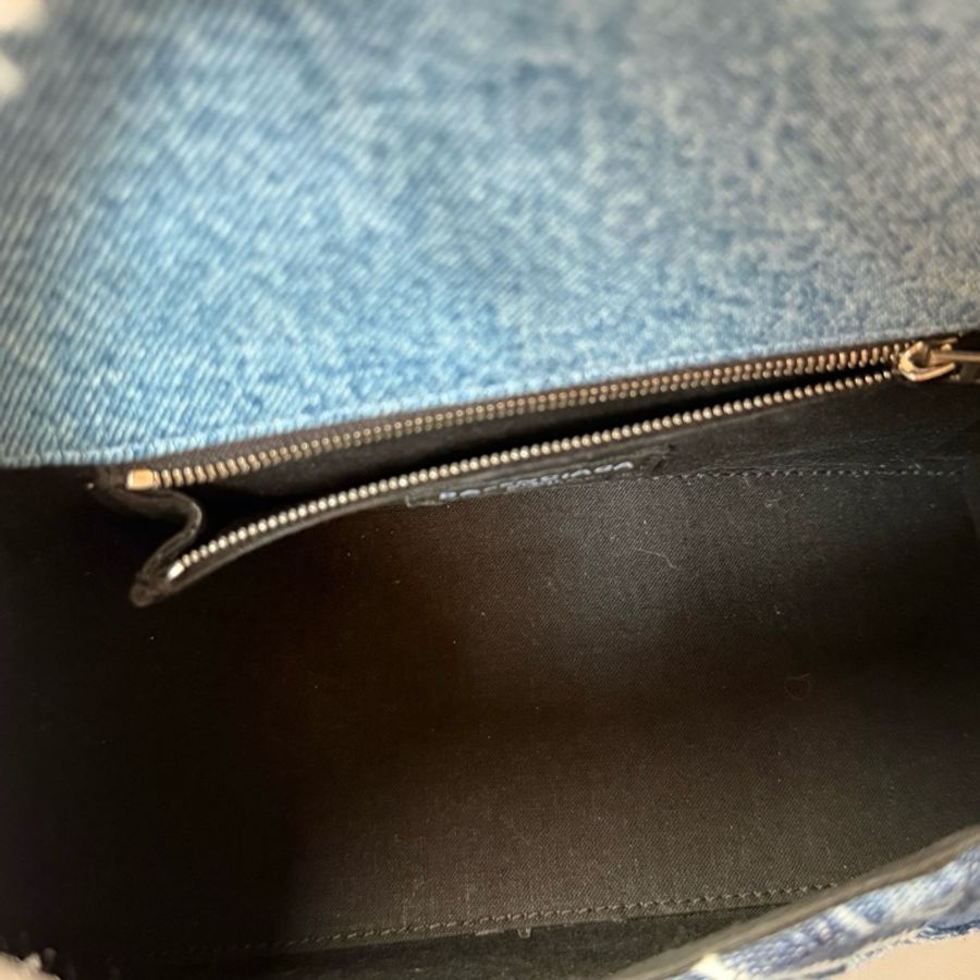 Balenciaga 巴黎世家 牛仔沙漏s 藍色牛仔拼接 手提包斜挎包-8