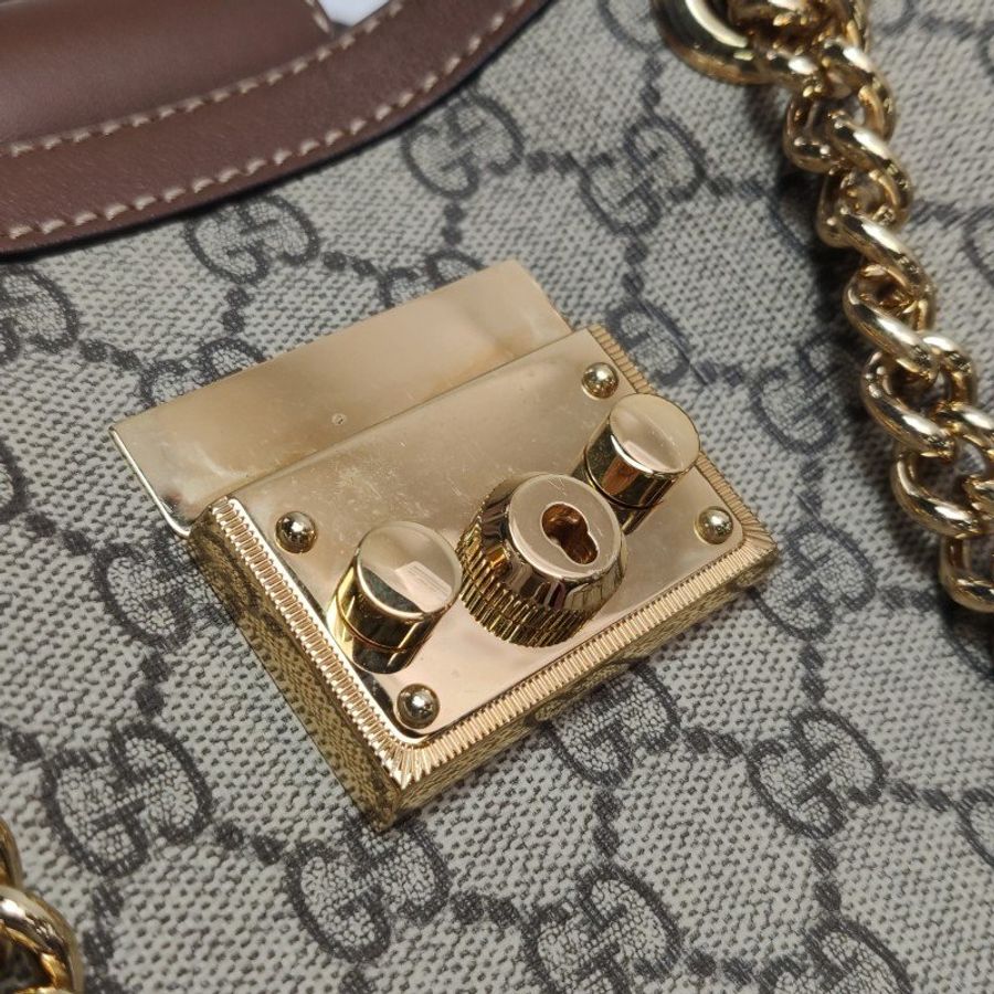 Gucci Padlock中型牛皮GG老花鎖扣單肩包-12