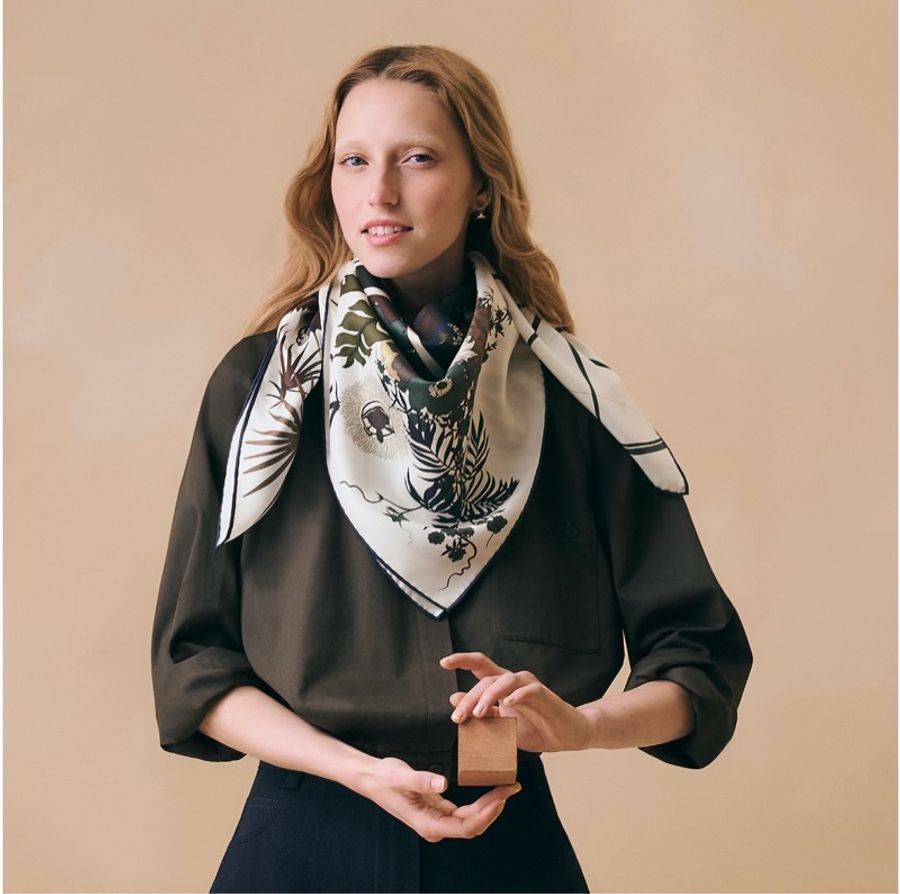 📤 全新 現貨 🧡 Hermes Scarf 90 絲巾 方巾 圍巾🧣La Nature en Voyage自然之旅-1