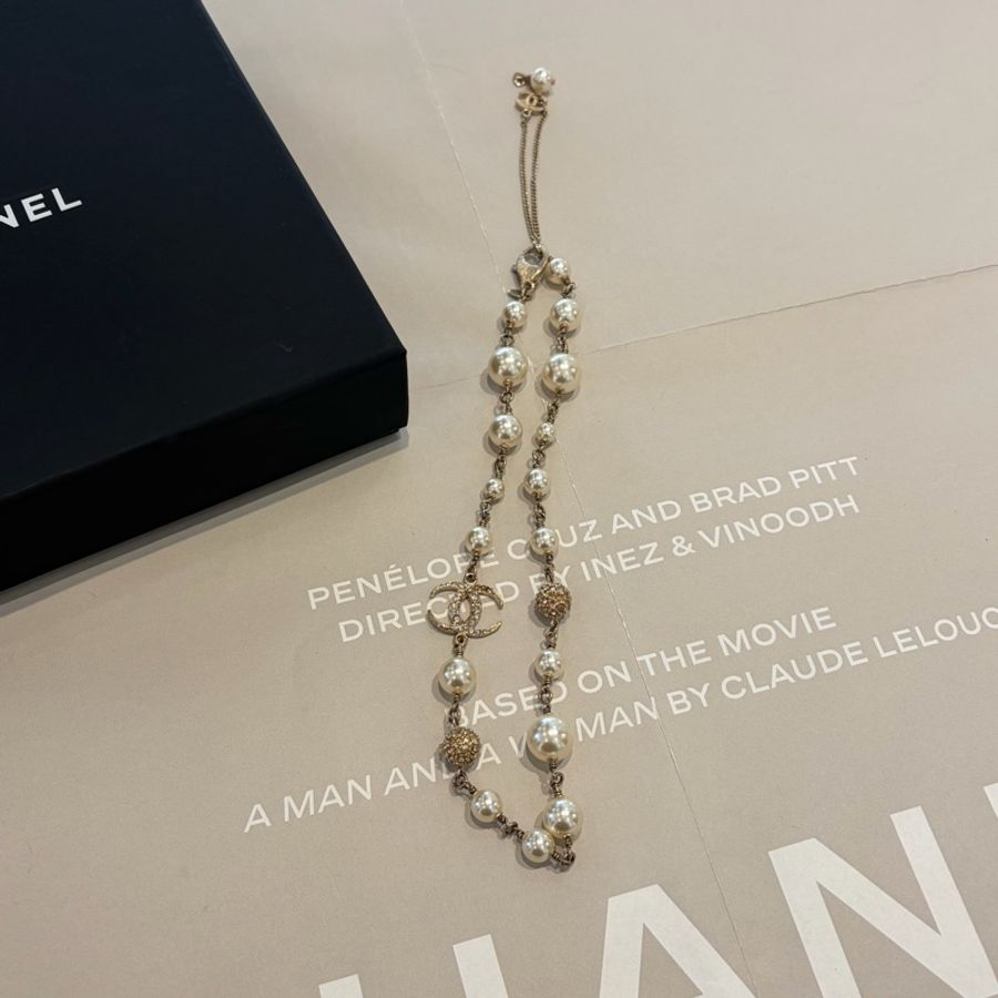 CHANEL 珍珠水鑽項鏈-0
