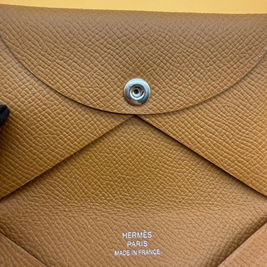 Hermès 愛馬仕 Calvi 卡夾 Epsom 小牛皮 棕色 銀釦 附盒-5