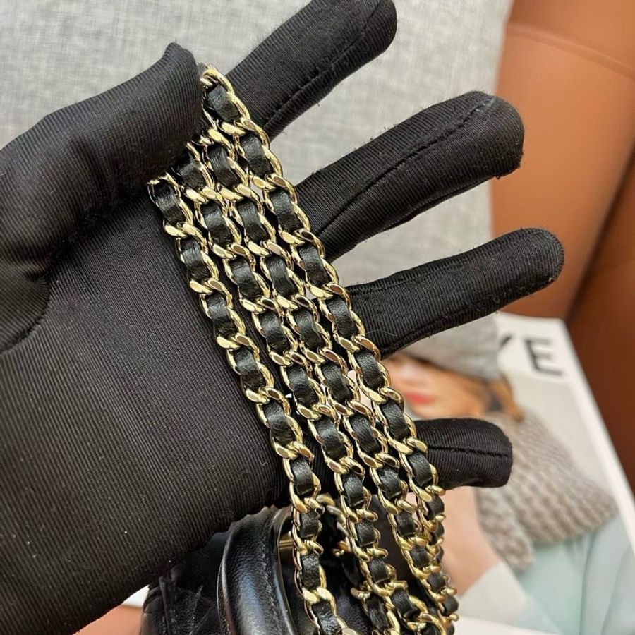 Chanel香奈兒 黑金化妝小盒子包手提包斜挎包-8