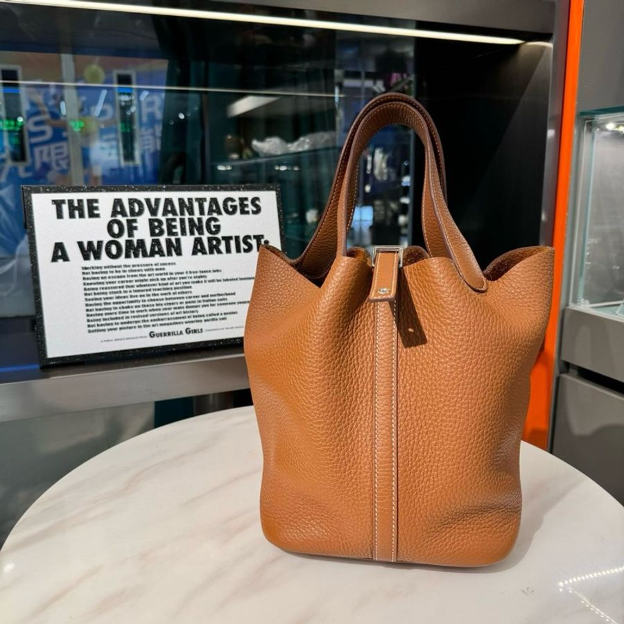 愛馬仕HERMES picotin菜籃子22金棕銀扣TC皮U刻-2