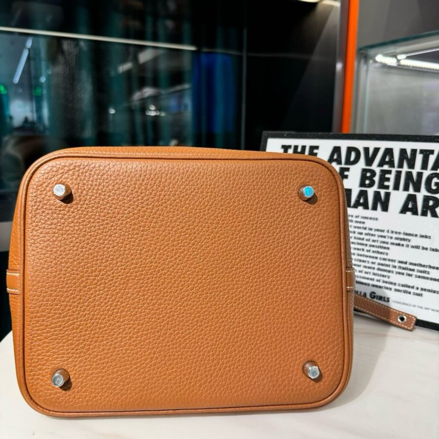 愛馬仕HERMES picotin菜籃子22金棕銀扣TC皮U刻-4