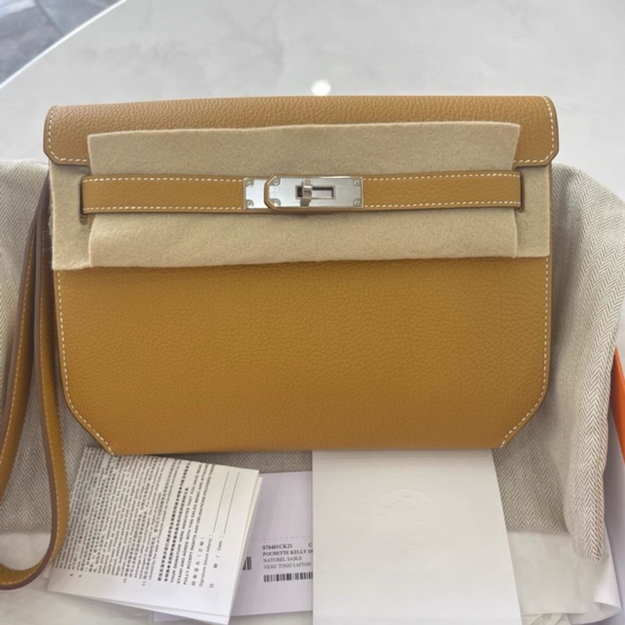 有票 🩷 Hermes depeches 25,沙灘金銀扣,B刻,togo皮-0