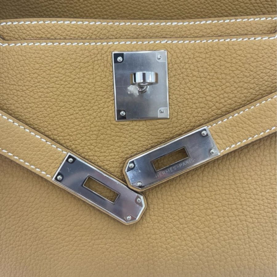 有票 🩷 Hermes depeches 25,沙灘金銀扣,B刻,togo皮-4