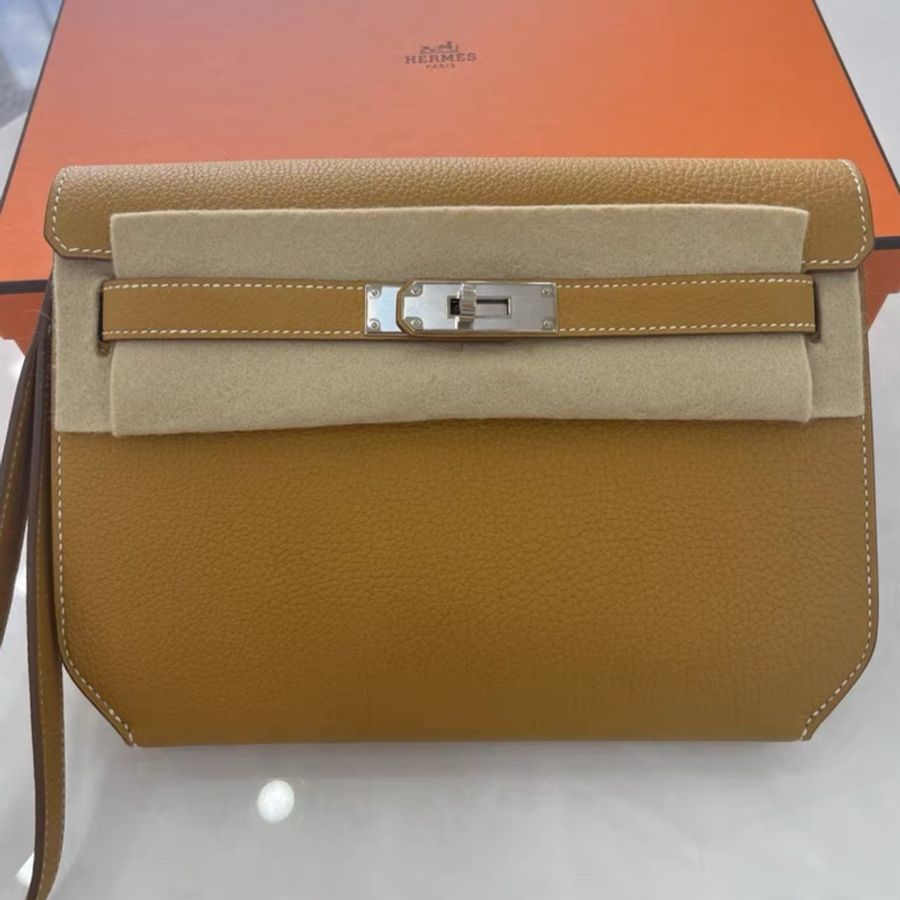 有票 🩷 Hermes depeches 25,沙灘金銀扣,B刻,togo皮-5