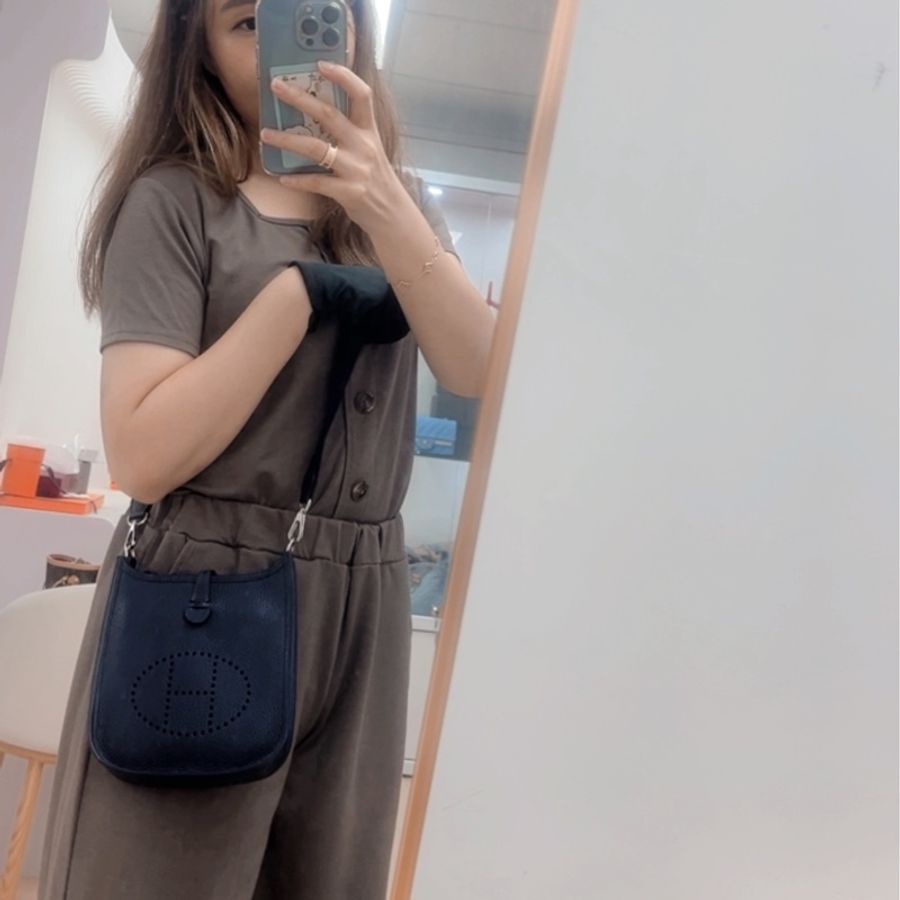 Hermes mini evelyne 深藍色銀釦 C-12