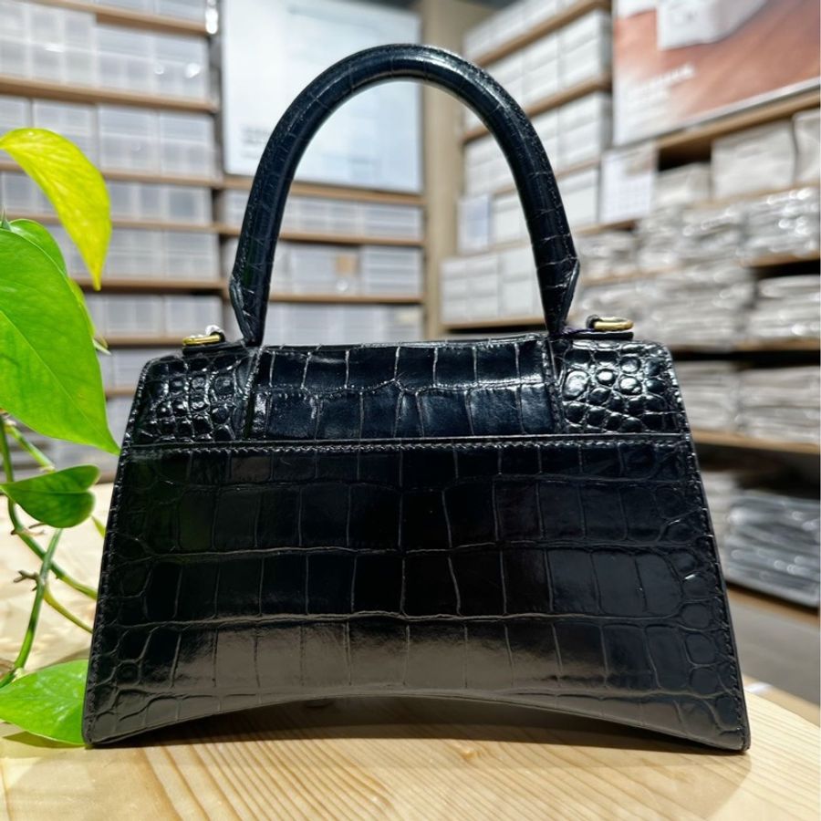 巴黎世家balenciaga鰐魚紋s沙漏包黑色金扣-1