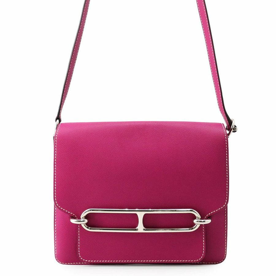 Hermes Sac Lauris 23 玫瑰紫 Evercolor A 印章 HERMES 手提包-0