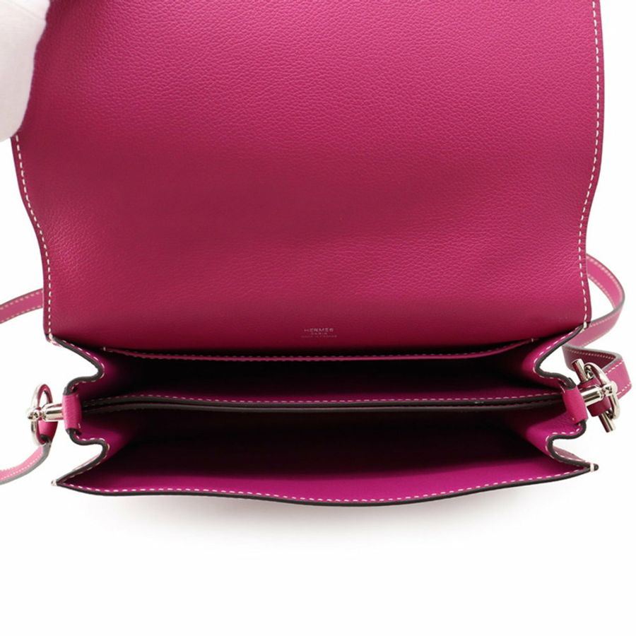 Hermes Sac Lauris 23 玫瑰紫 Evercolor A 印章 HERMES 手提包-4