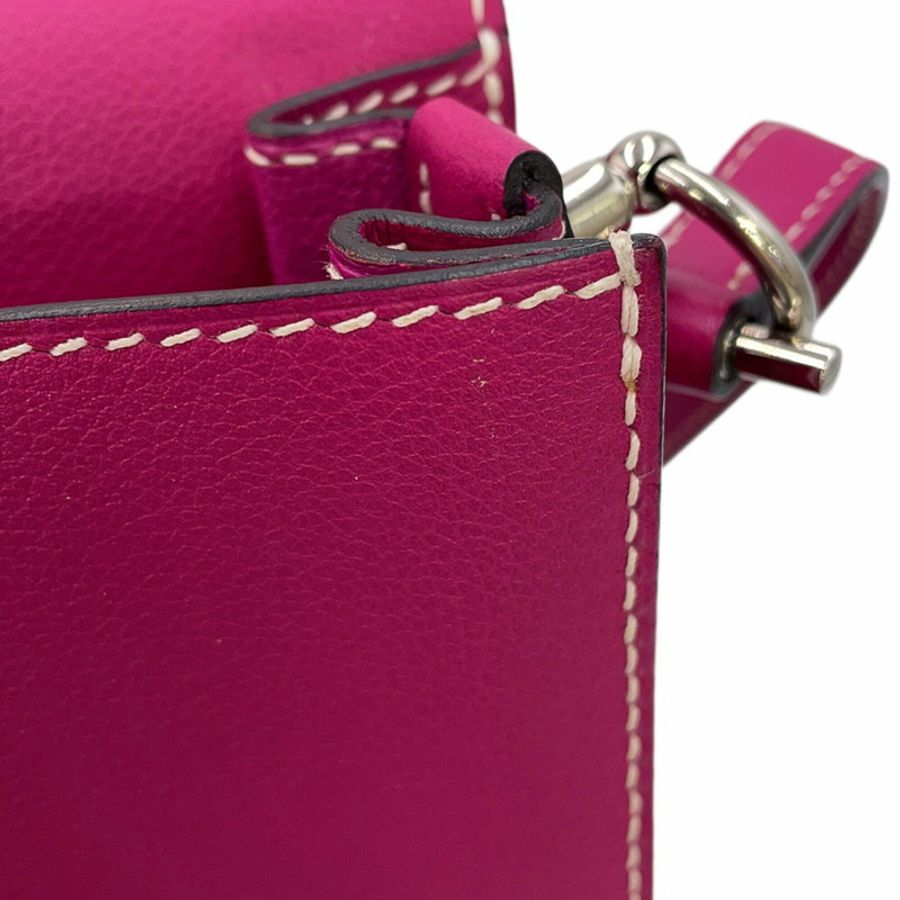 Hermes Sac Lauris 23 玫瑰紫 Evercolor A 印章 HERMES 手提包-9