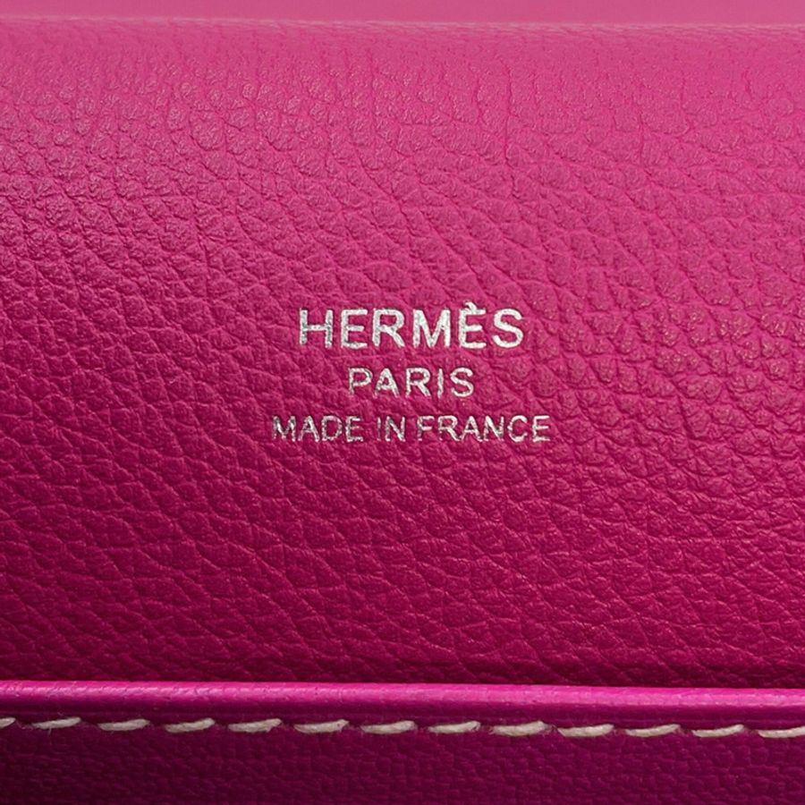 Hermes Sac Lauris 23 玫瑰紫 Evercolor A 印章 HERMES 手提包-16