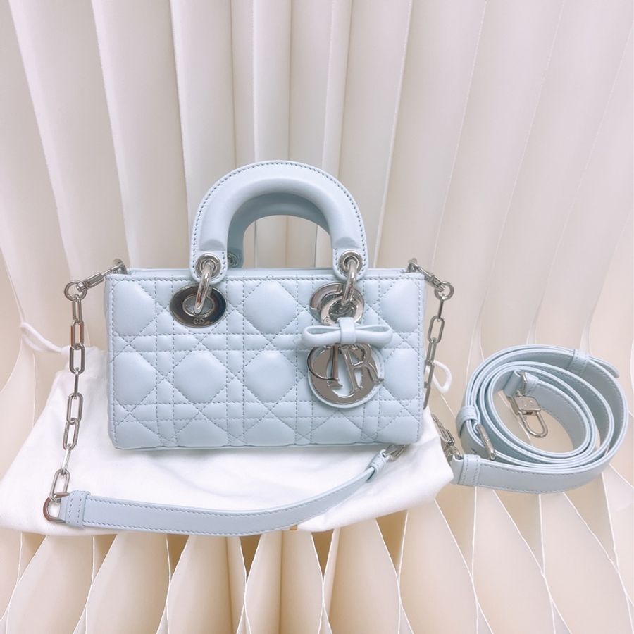 Dior lady d-joy mini 冰藍色銀釦-0