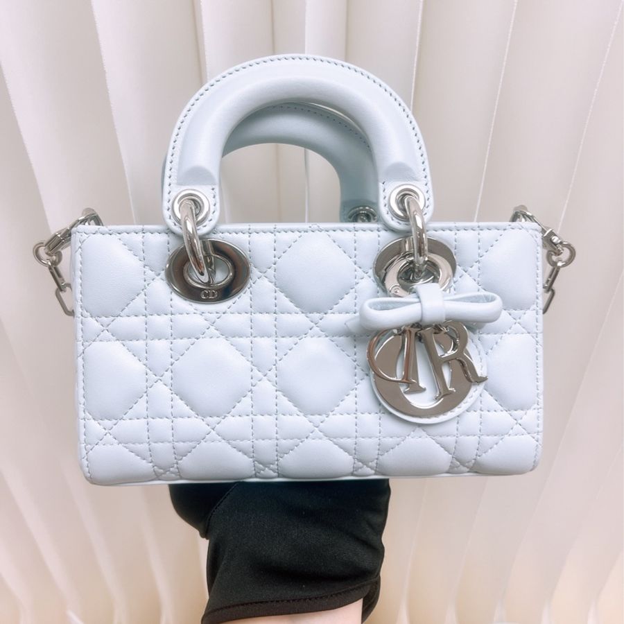 Dior lady d-joy mini 冰藍色銀釦-1