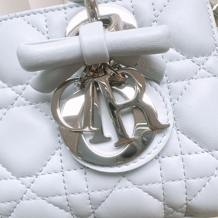 Dior lady d-joy mini 冰藍色銀釦-2