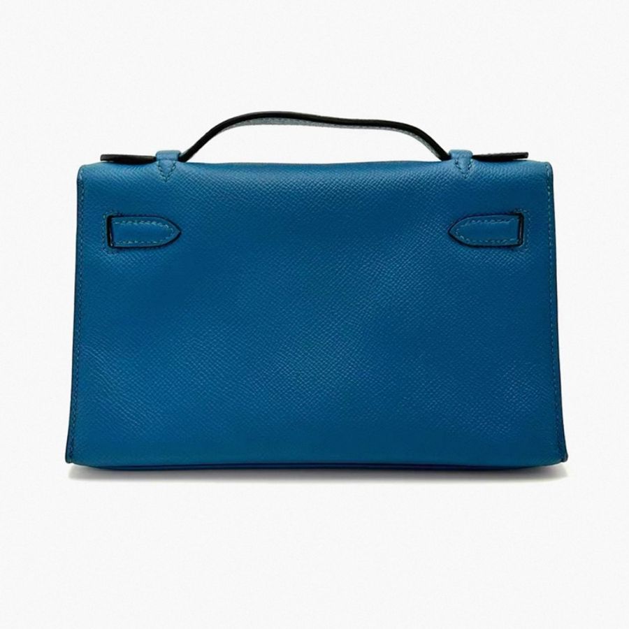 HERMES 伊茲密爾藍銀扣mini kelly pochette 一代e皮-1