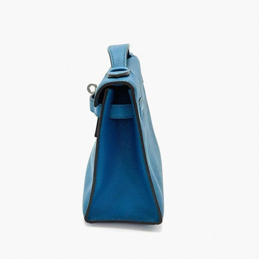 HERMES 伊茲密爾藍銀扣mini kelly pochette 一代e皮-4