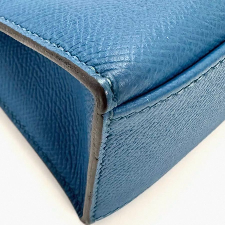 HERMES 伊茲密爾藍銀扣mini kelly pochette 一代e皮-7