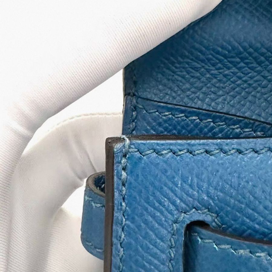 HERMES 伊茲密爾藍銀扣mini kelly pochette 一代e皮-10