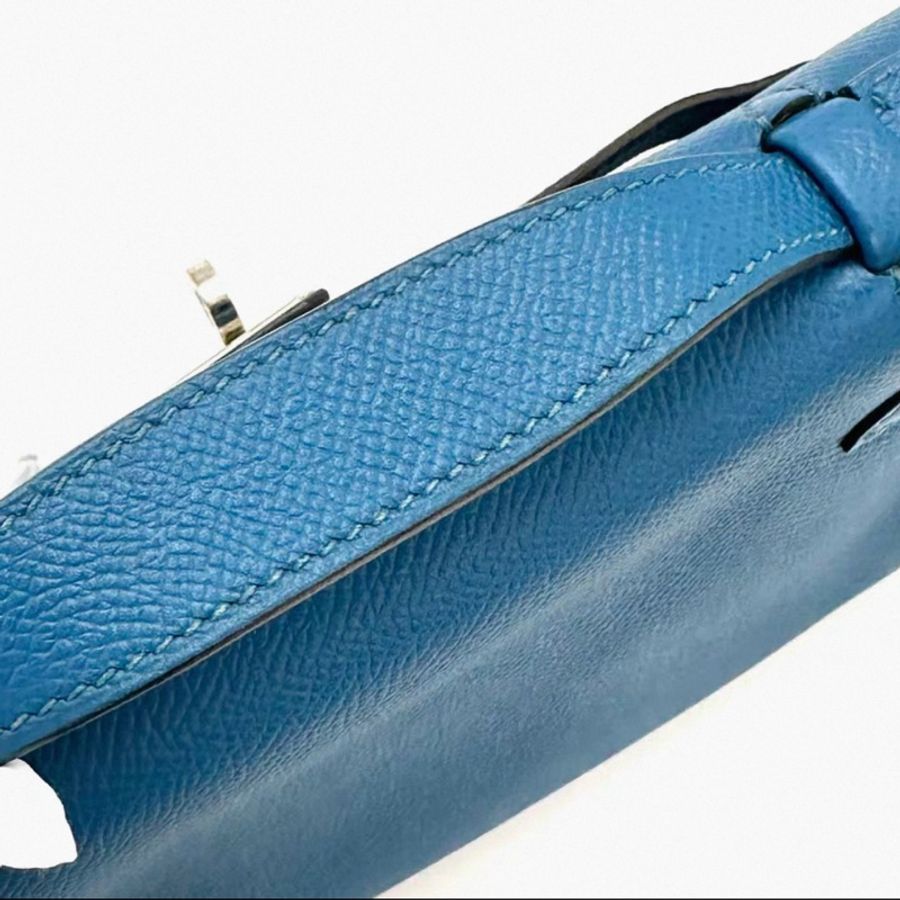 HERMES 伊茲密爾藍銀扣mini kelly pochette 一代e皮-15