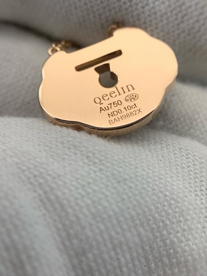 Qeelin麒麟Yu yi系列红玛瑙钻石如意项链 附件:内外盒 保卡-4
