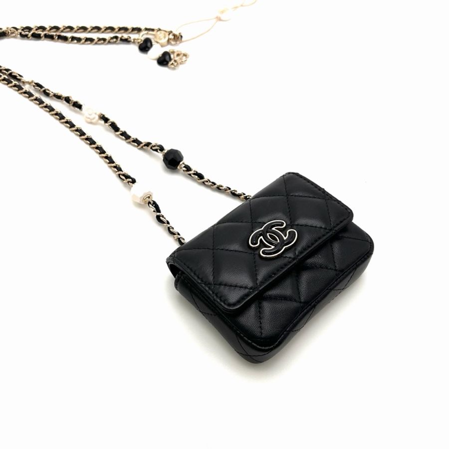 【威選精品】🖤 CHANEL 黑色琺瑯雙C小腰包|迷你精品新寵-4