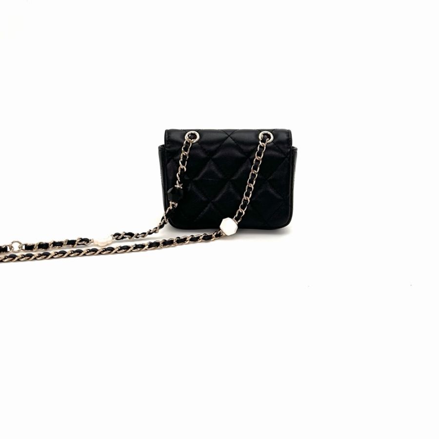 【威選精品】🖤 CHANEL 黑色琺瑯雙C小腰包|迷你精品新寵-7