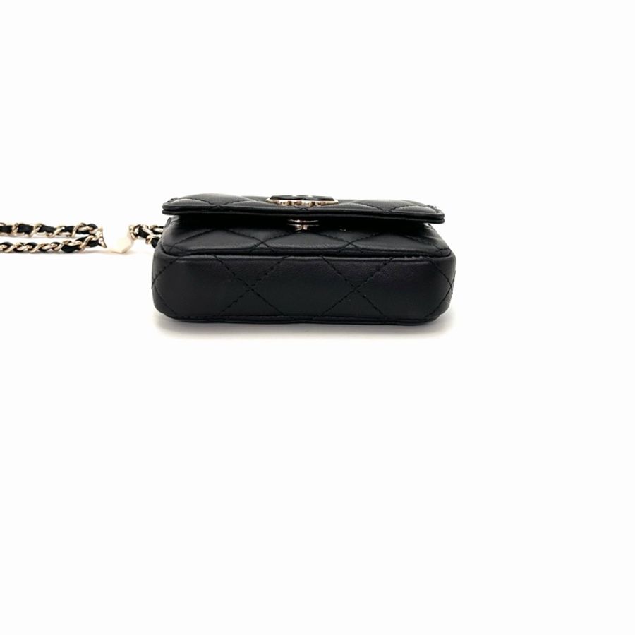 【威選精品】🖤 CHANEL 黑色琺瑯雙C小腰包|迷你精品新寵-8