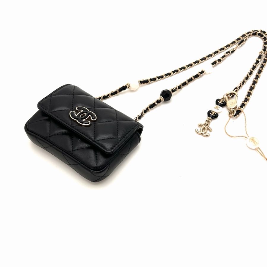 【威選精品】🖤 CHANEL 黑色琺瑯雙C小腰包|迷你精品新寵-10